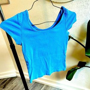 Blue square neck fitted tee